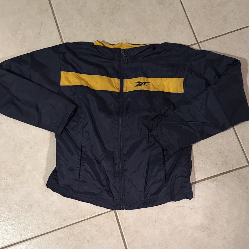 Rebook Vintage Windbreaker Kids Large Navy Blue Yellow